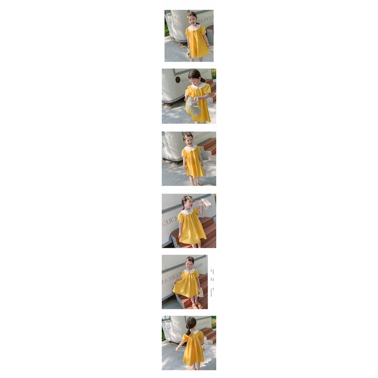 Đầm công chúa tay phồng cổ búp bê xinh xắn cho bé gái 3-8 tuổi