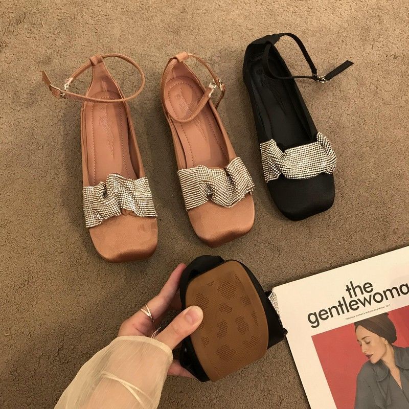 Oeteo Giày Búp Bê Đế Thấp Đính Đá Thời Trang Dành Cho Nữ