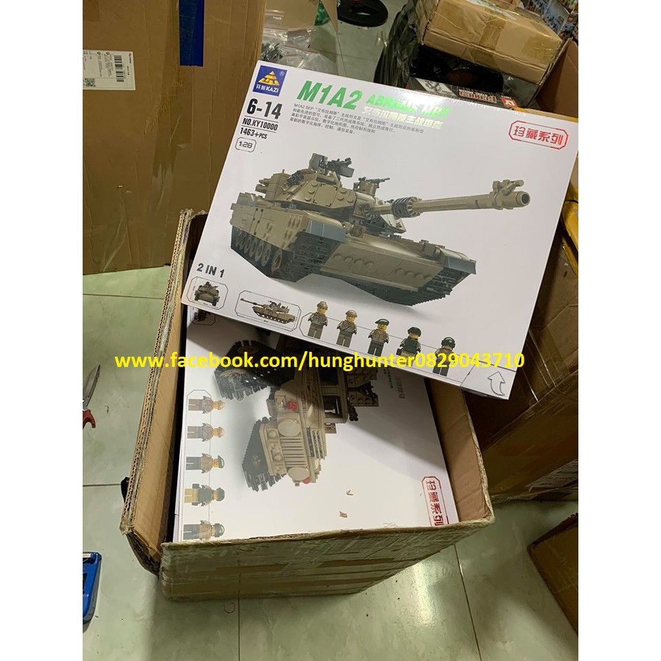Xếp Hình Army 2 in 1 mô hình lắp ráp Xe Tank Abram M1A2 và Xe Humvve của Mỹ US Army Kazi 10000
