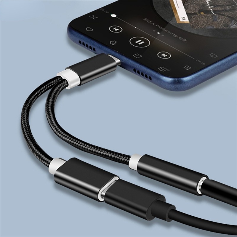Dây Cáp Âm Thanh Chuyển Đổi 2 Trong 1 Type-C Sang 3.5mm USB C Sang 3.5mm Cho Điện Thoại Di Động