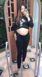 Quần legging bầu cạp chéo ( up kèm phản hồi và ảnh khách mặc)