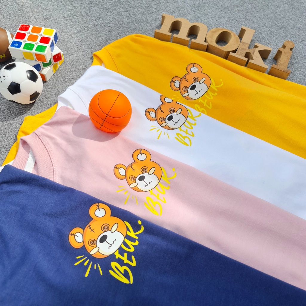 Áo phông áo thun nam nữ tay lỡ from rộng freesize chất cotton thoáng mát in hình gấu bị treo chân dễ thương MOKISHOP