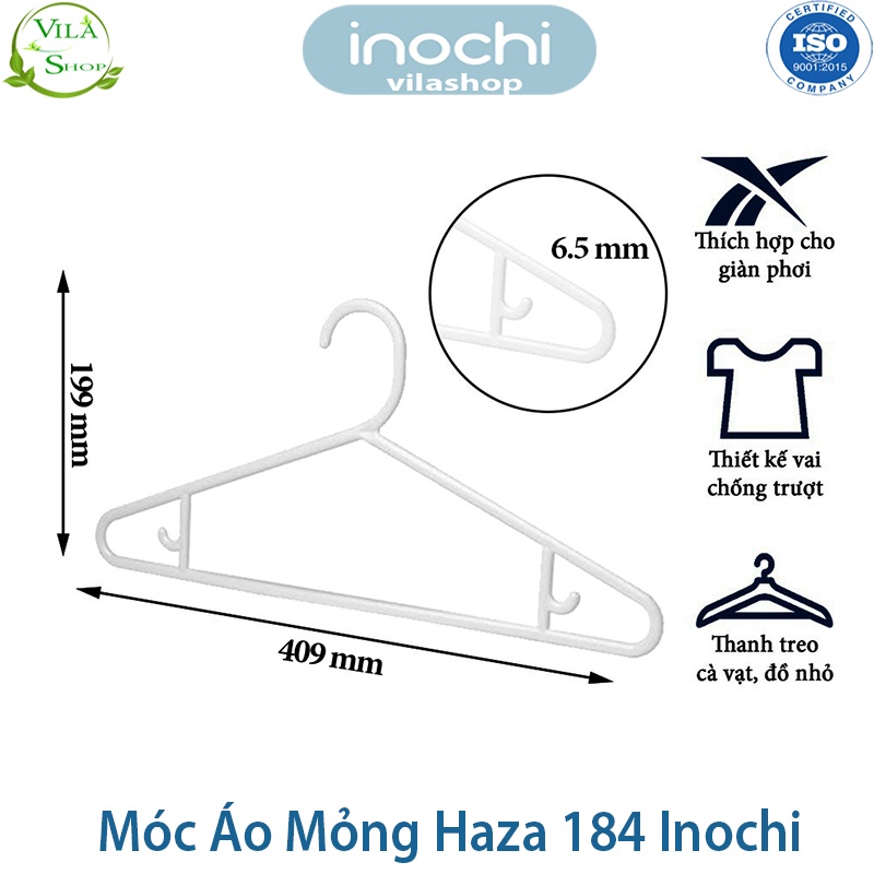 [ Set 10 ] Móc Treo Quần Áo, Móc Quần Áo Mỏng Hara 184, Bộ Sưu Tập Móc Quần Áo Người Lớn Nhựa Cao Cấp Inochi