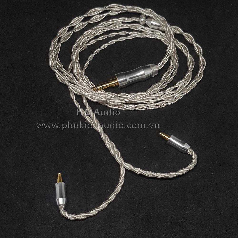 Dây tai nghe đồng mạ bạc OFC 1.2mm tết 4 - Sennheiser IE40 Pro