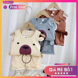 Bộ 3 Lỗ Cho Bé Trai Hình Gấu Có Tai  Vải Cotton Cao Cấp Cho Bé Từ 8-22kg