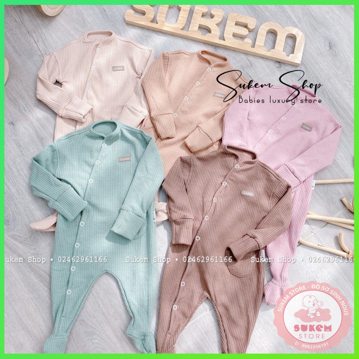 Bộ Body Có Tất Cho Bé/Body Cài Chéo Liền Tất Cookie Chất Cotton Tăm Thu Đông Dày Dặn, Co Giãn Tốt