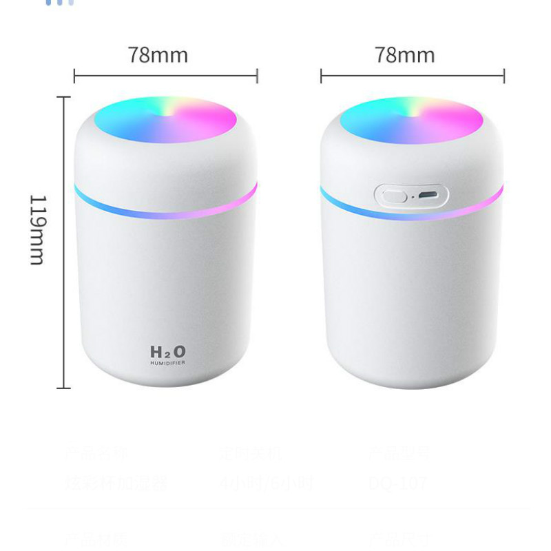 Máy Lọc Không Khí Siêu Âm USB Có Đèn LED Màu Sắc Cầu Vồng Độc Đáo Cho Xe Hơi