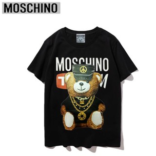 Áo thun chất liệu vải cotton tay ngắn có in hoạ tiết moschino