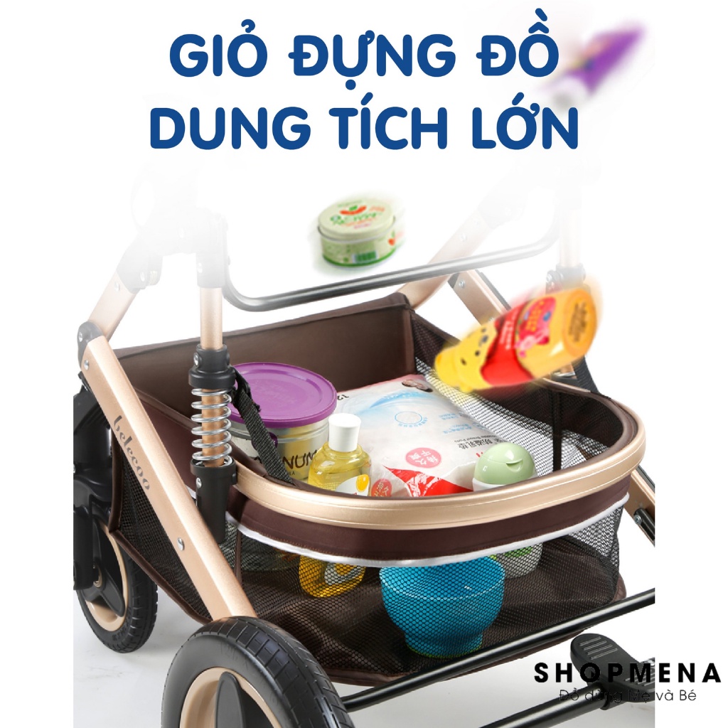 Xe Nôi Cho Bé 2 Chiều BELECOO PM-0292 Khung Thép Chắc Chắn Vừa Làm Nôi Vừa Làm Xe Đẩy, Gấp Gọn Thuận Tiện