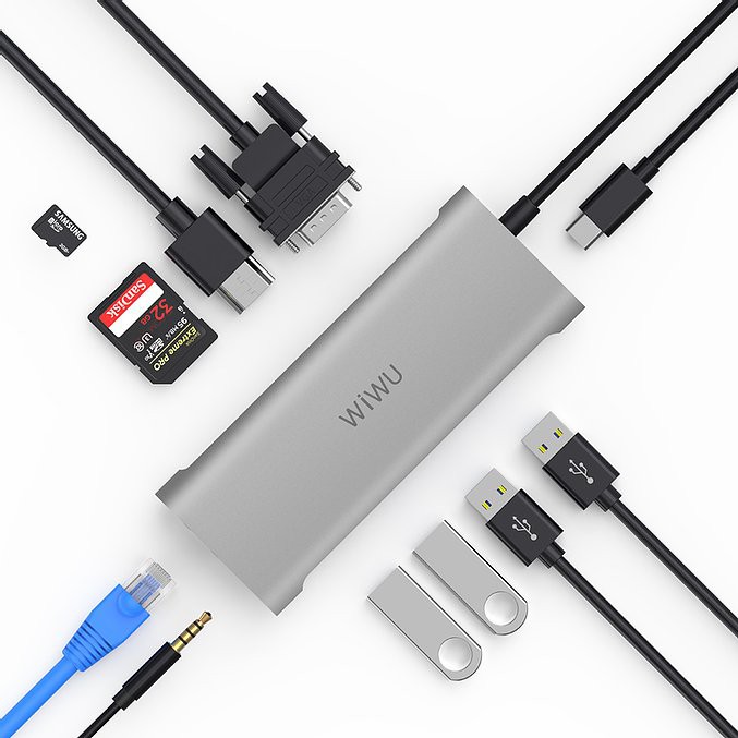 Siêu Phẩm Hub 11 in 1 Cho Macbook Của Hãng WiWU ALpha Đầy Đủ Hết Các Cổng Kết Nối