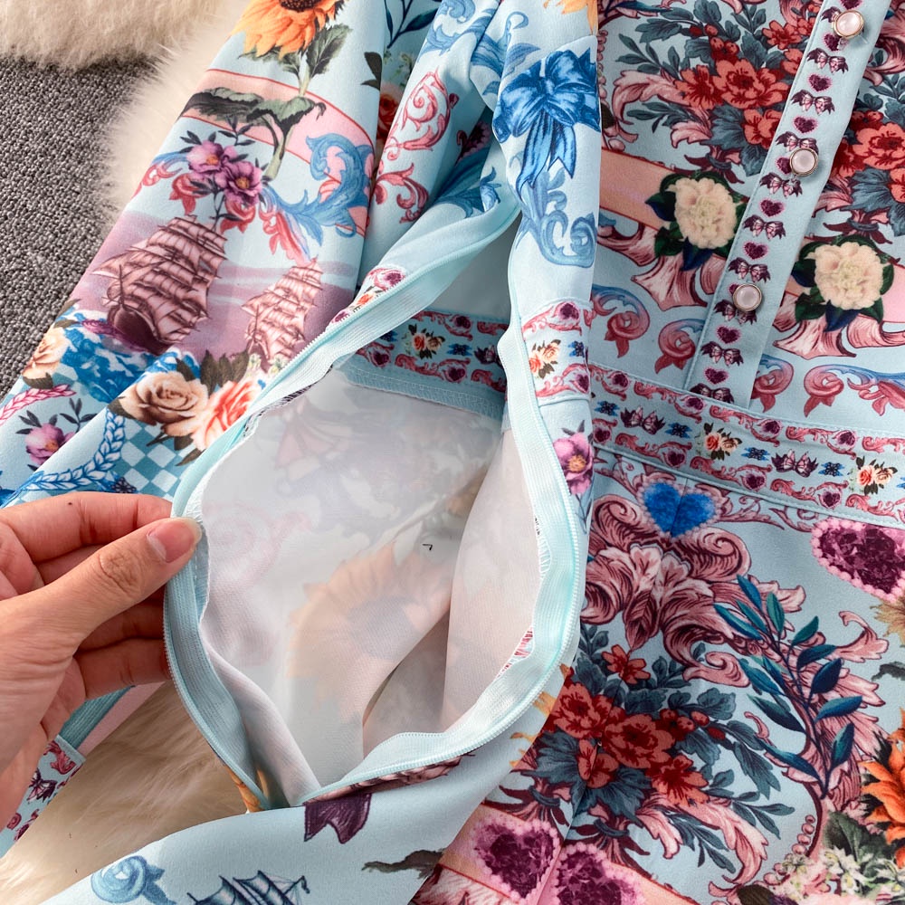 Váy sơ mi dài tay hoạ tiết sang trọng  180222