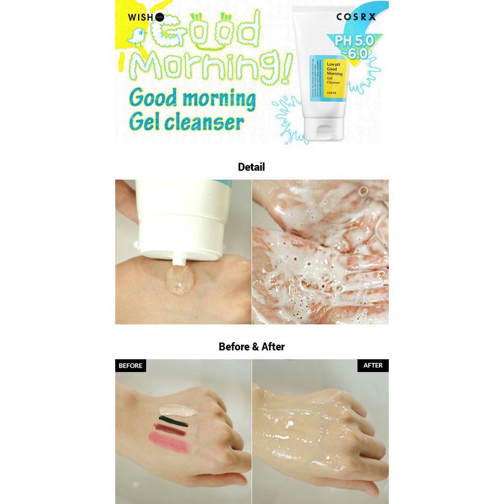 Gel rửa mặt dịu nhẹ Cosrx Low Ph Good Morning Gel Cleanser - Yunaa Cosmetics