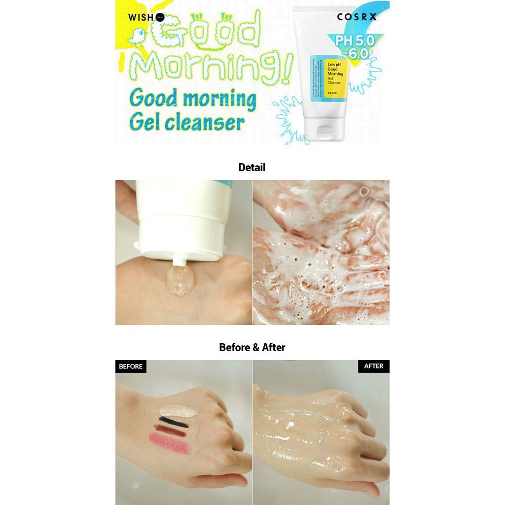 Gel rửa mặt dịu nhẹ Cosrx Low Ph Good Morning Gel Cleanser - Yunaa Cosmetics