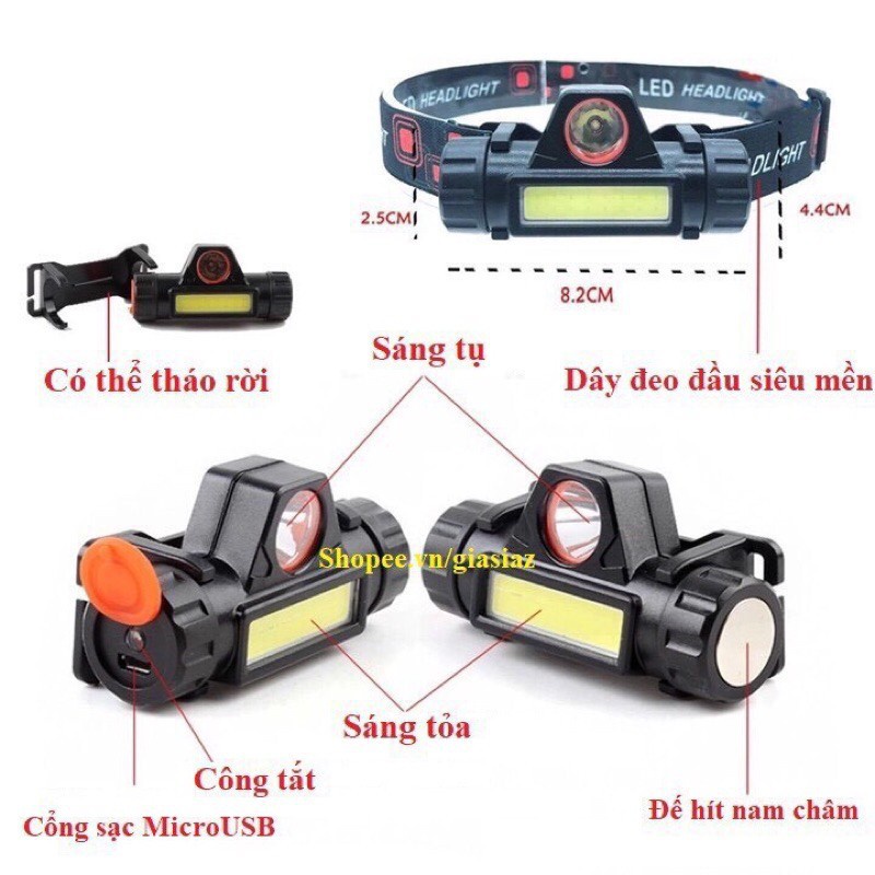 Đèn pin đội đầu 2 bóng TT 101 siêu sáng siêu rẻ kèm pin vạ sạc đồ câu FISHING_HD