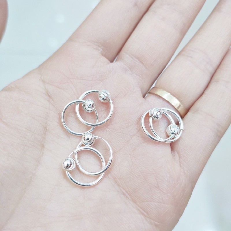 Bông tai bạc bé gái, hoa tai trẻ em bi tròn đơn giản bạc ta nguyên chất Minh Thoa JEWELRY