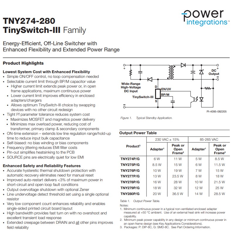 IC nguồn xung tích hợp TNY277 TNY277PN DIP-7 TNY277GN SMD-7 chính hãng