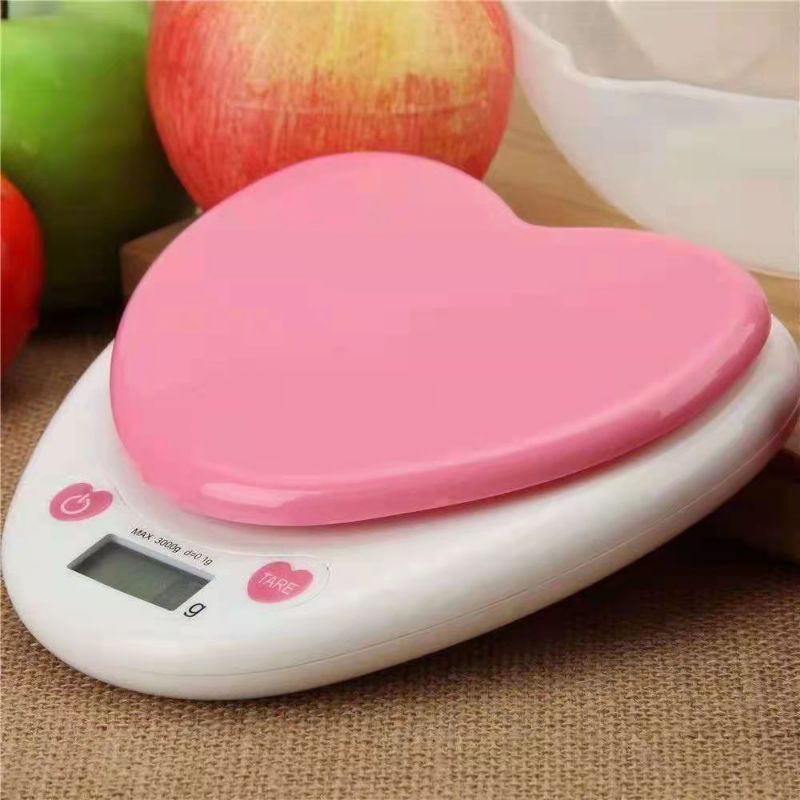 Cân Điện Tử Mini Hình Trái Tim Nhà Bếp 5kg,,,,