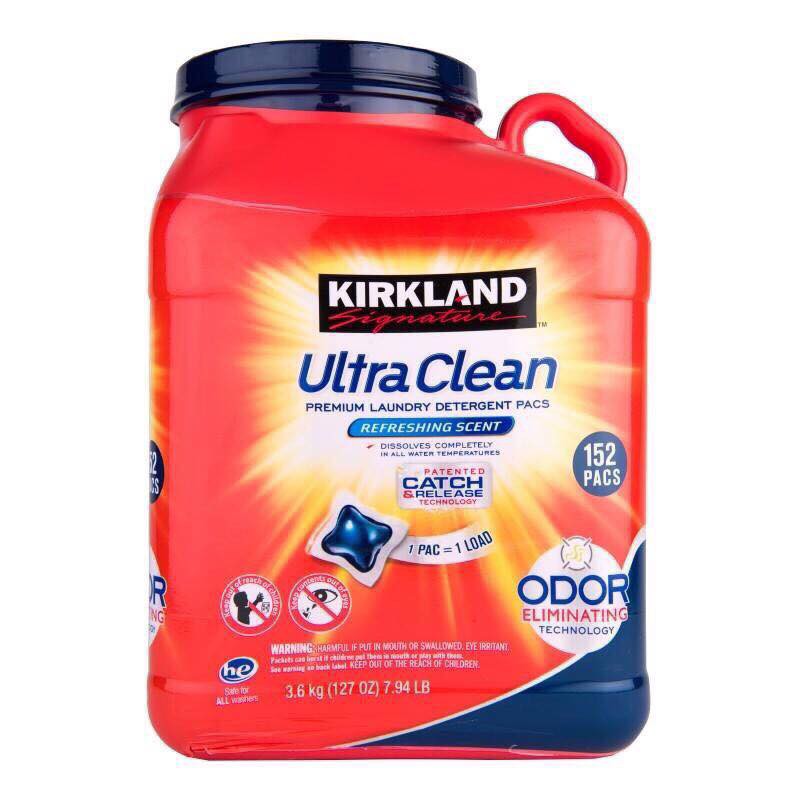 VIÊN GIẶT KIRKLAND ULTRA CLEAN 3.6KG 152 VIÊN CHO 152 LẦN GIẶT - AN TOÀN CHO TẤT CẢ CÁC MÁY GIẶT - 4007