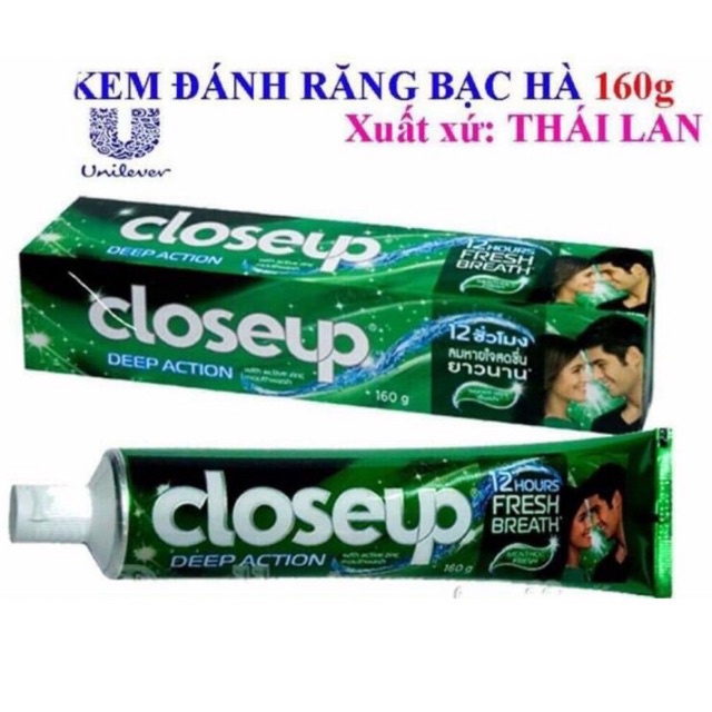 Kem đánh răng CLOSE-UP vị Bạc Hà 160mg Thái chính hãng