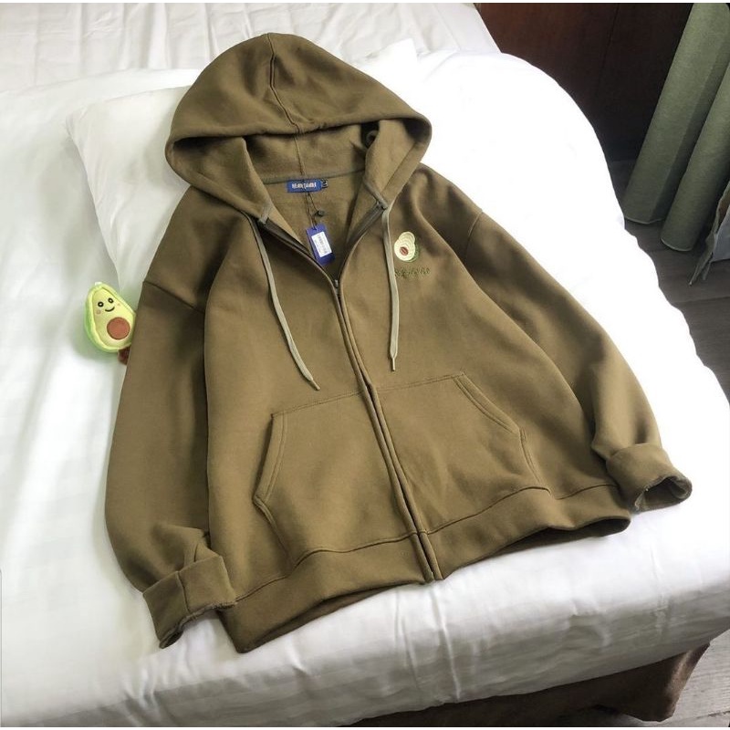 Áo khoác nỉ thêu quả bơ ulzzang - ẢNH THẬT