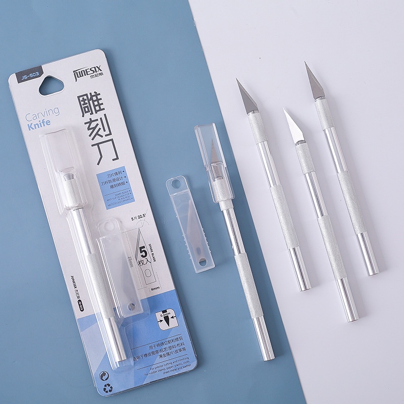 1 Dao Khắc Thủ Công Kèm 5 Lưỡi Dao Bằng Thép Không Gỉ