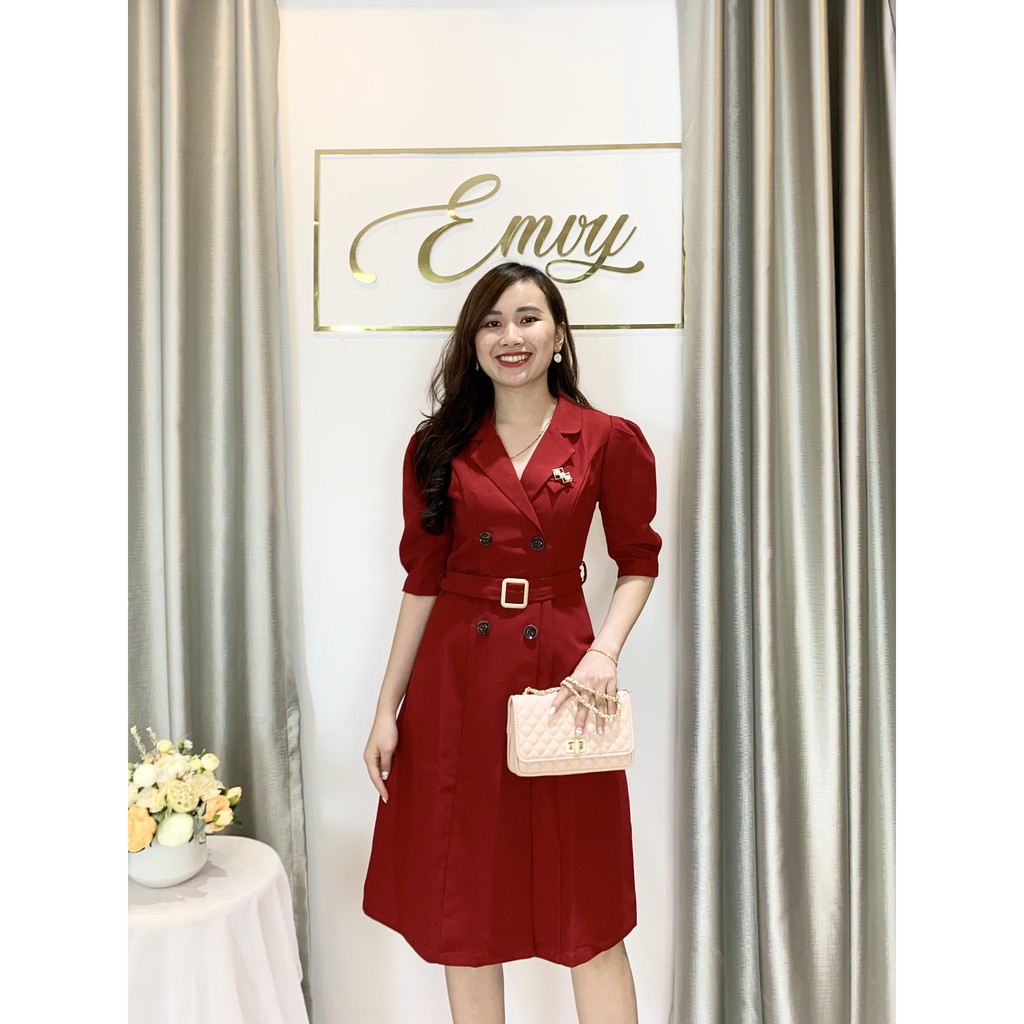 [Mã WASTMINI giảm 10% tối đa 30K đơn 150K] Đầm Thiết kế tuyết mưa cổ Vest đai eo Emvy - V75 | BigBuy360 - bigbuy360.vn