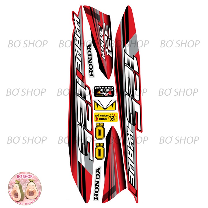 Tem rời WAVE ALPHA 110  Mẫu 125i - BƠ SHOP  - Tem chế 3 lớp cao cấp