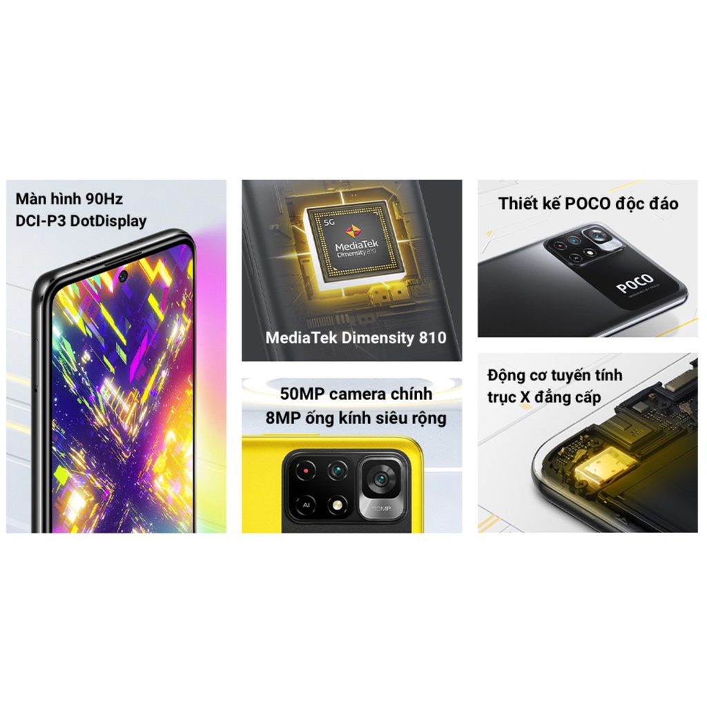 Điện thoại Xiaomi POCO M4 Pro 6GB/128GB | Pin 5000mAH | Sạc nhanh 33W | Camera 50MP - Hàng Chính Hãng