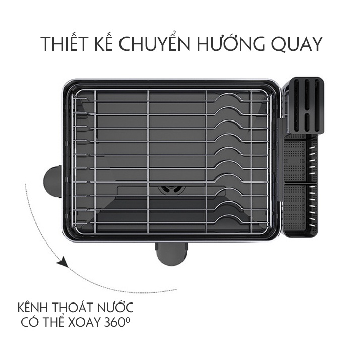 Kệ úp bát 2 tầng Inox cao cấp, Giá đựng chén đĩa thông minh có khay thoát nước