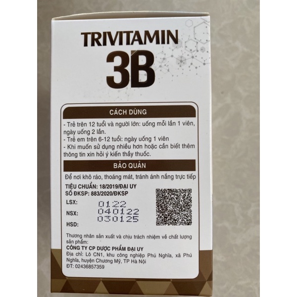 Vitamin tổng hợp 3B (B1-B6-B12) - Bổ sung vitamin nhóm B- viên nang mềm - hộp 100 viên