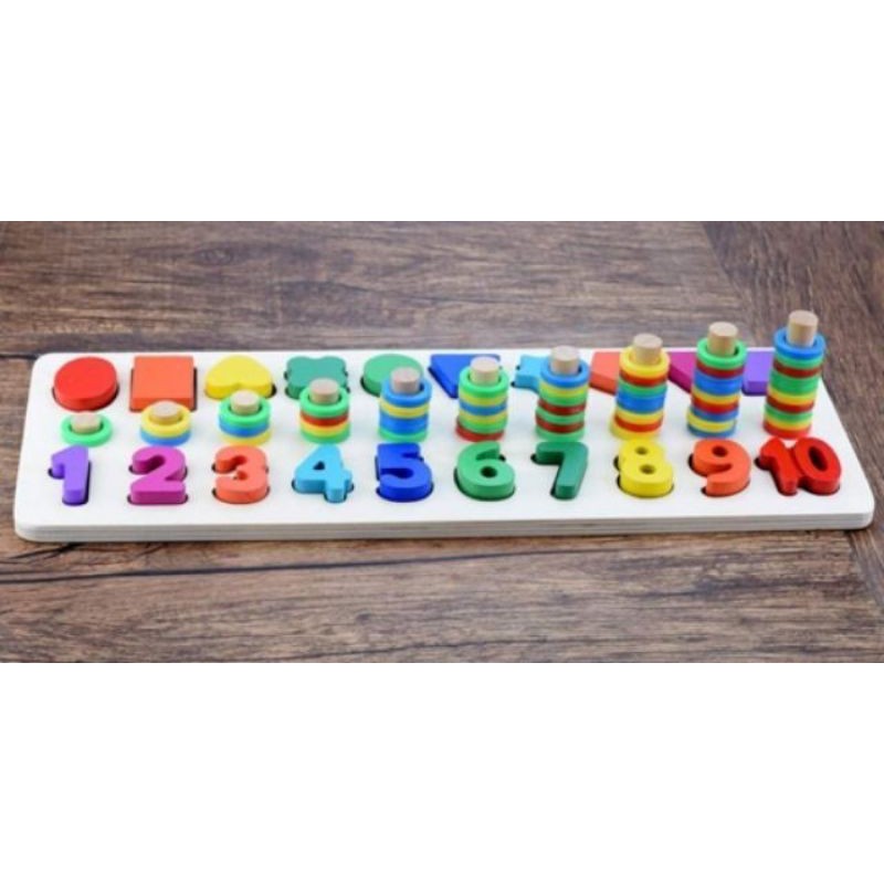 [Freeship đơn từ 50k] Đồ Chơi Gỗ MONTESSORI Thả Cọc Số Đếm 3 Trong 1 - Phát Triển Trí Tuệ Cho Bé Mầm Non