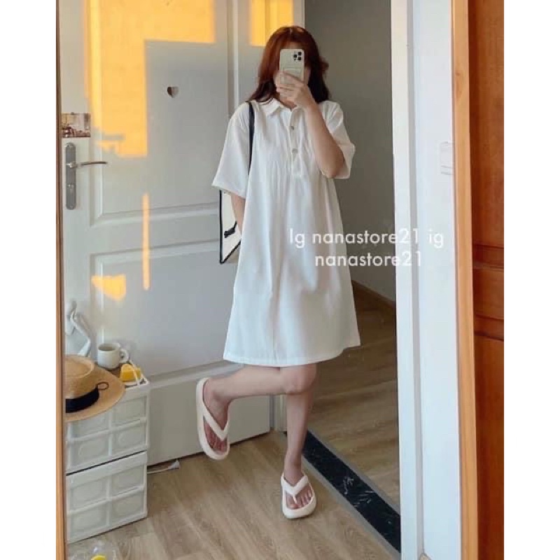 Váy/đầm polo chất xốp tổ ong hai màu trắng/đen