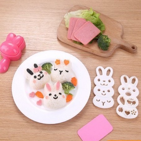 KHUÔN ÉP CƠM THỎ CÁN DÀI MIMY KÈM TẤM CẮT TRANG TRÍ - CAO CẤP