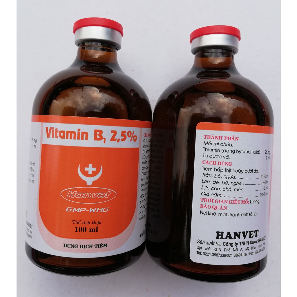 1 lọ Vitamin B1 100ml Dùng cho gia súc, gia cầm,  chó mèo khi ốm dậy, gầy yếu, biếng ăn, tiêu hóa kém,chậm lớn, còi cọc