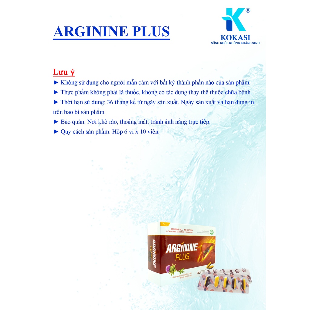 ARGININE PLUS - hỗ trợ giúp thanh nhiệt, bổ gan, giải độc gan và bảo vệ gan, hỗ trợ tăng cường chức năng gan