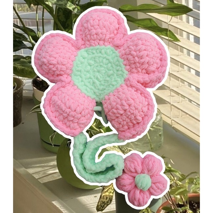 Túi len hình bông hoa mix hồng xanh  - Flower crochet bag - Bloom bag handmade by mếu máo