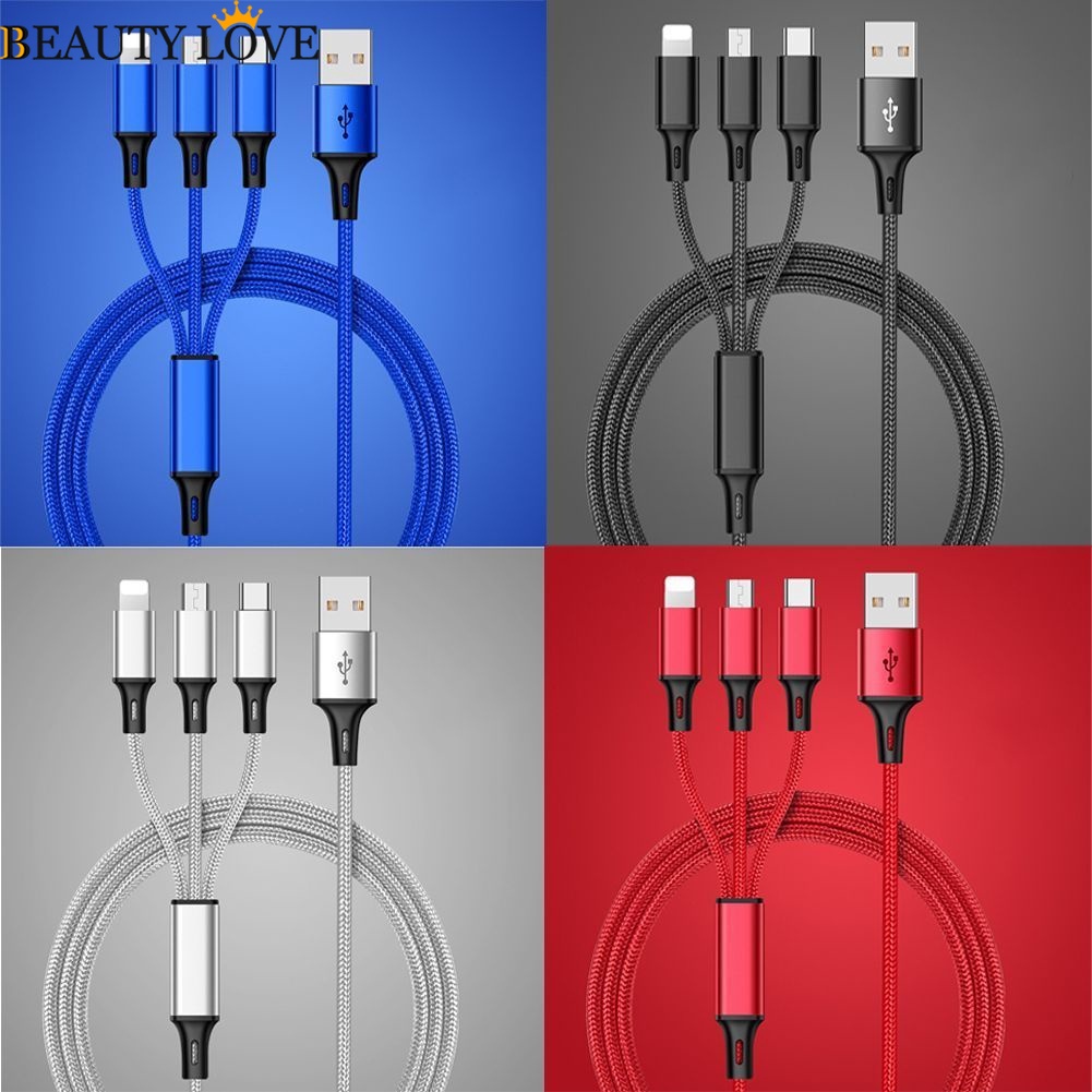 Dây Cáp Sạc Nhanh 3 Trong 1 Micro USB Type C Cho Android iPhone