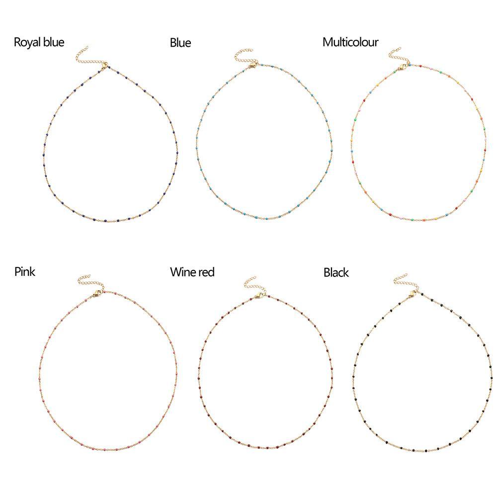 Dây Chuyền Tráng Men Thời Trang Cho Nữ|Vòng Đeo Tay Choker Bằng Thép Không Gỉ Màu Sắc Thời Trang