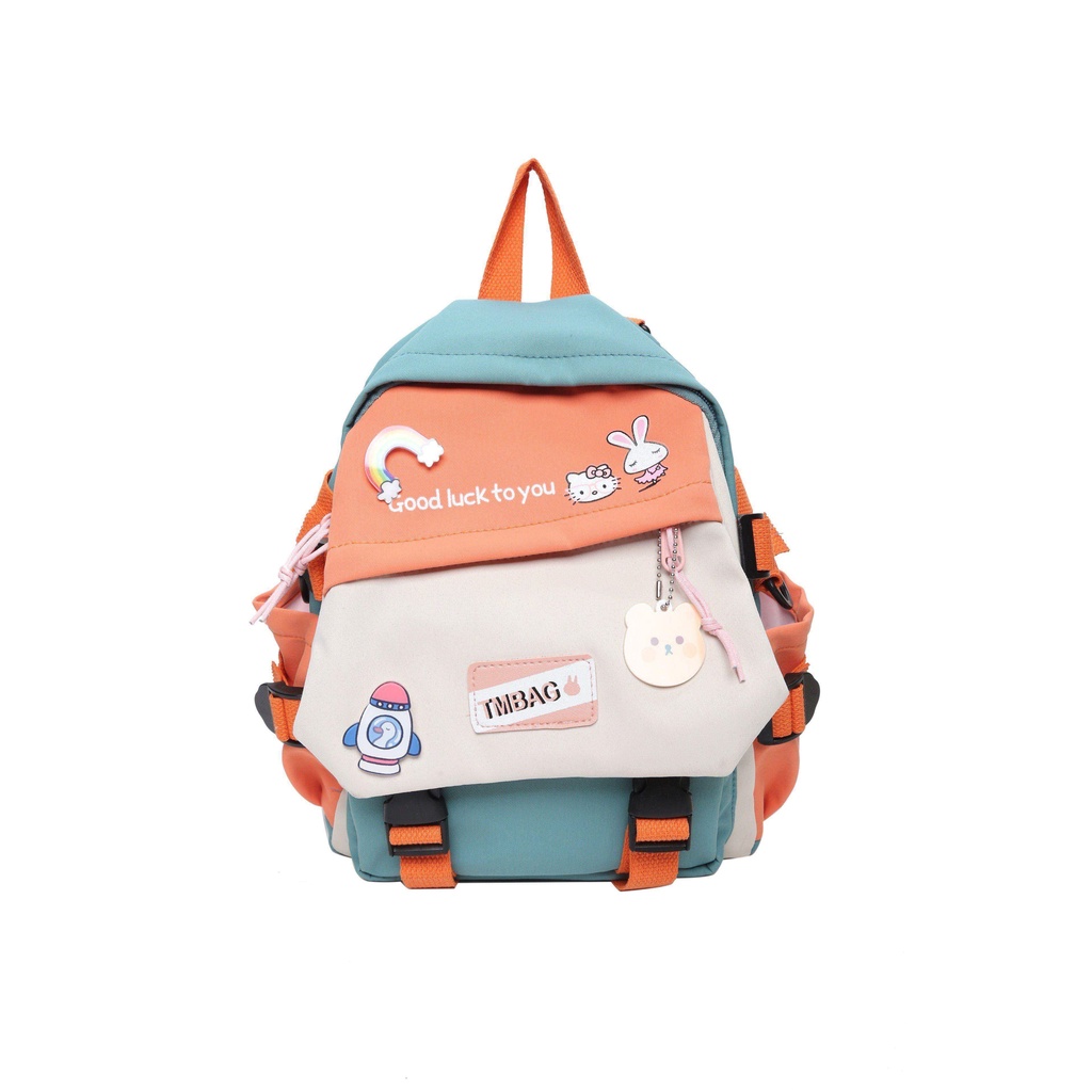 Ba lô Mini màu sắc tương phản phong cách Nhật Bản dễ thương cho nữ