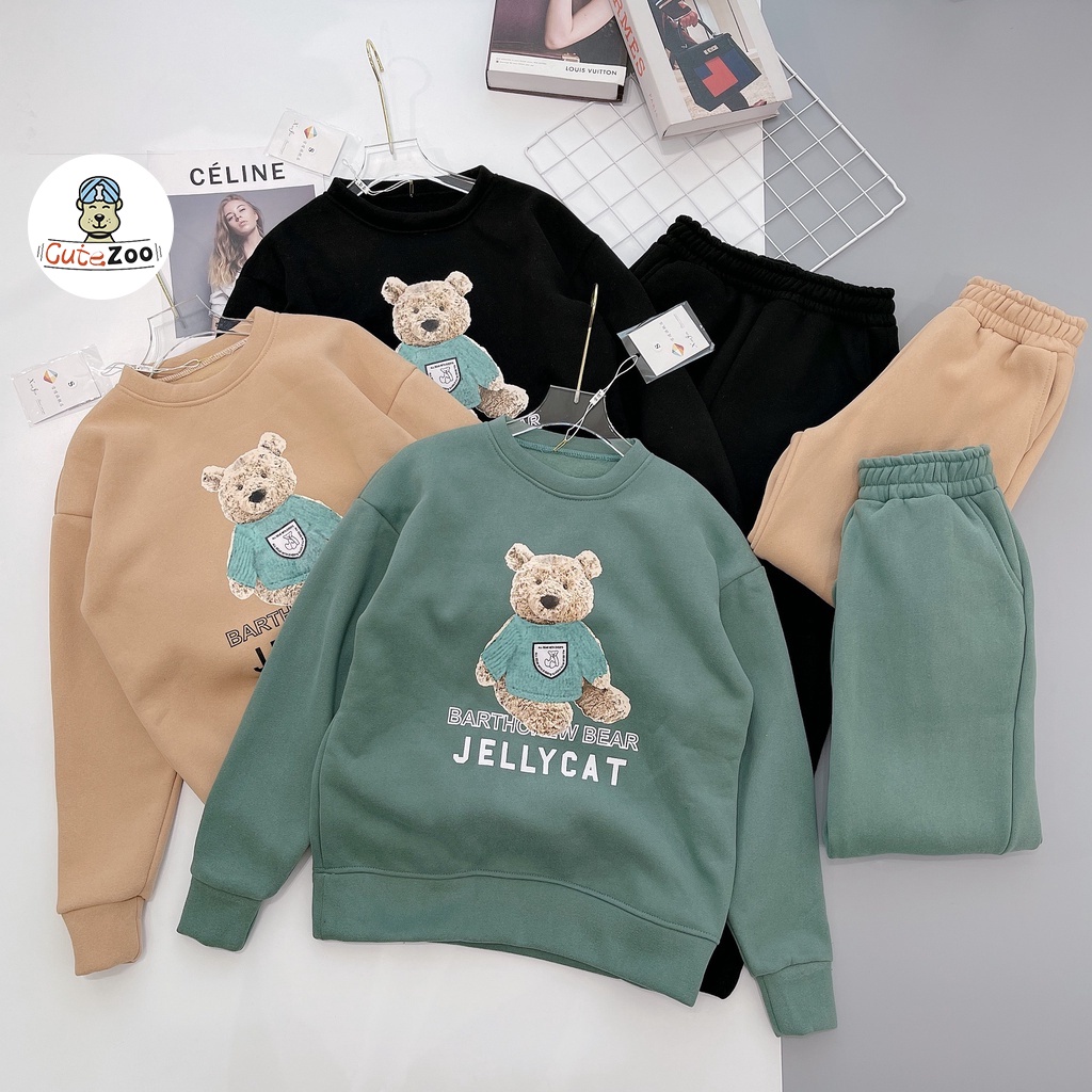Bộ Nỉ Nữ Thu Đông JellyCat Áo Hoodie Quần Jogger Ulzzang - CUTEZOO
