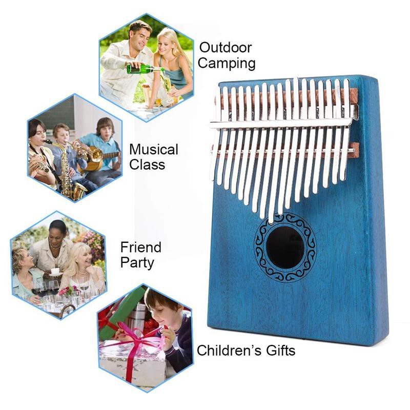 Đàn kalimba 17 phím giá rẻ hoa văn Hy Lạp 2 màu sắc Mahogany và Xanh của biển cả GT-788