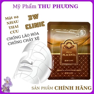 Mặt nạ giấy nhau thai cừu [10 MIẾNG] mỹ phẩm Hàn Quốc dưỡng da 3W Clinic Fresh Placenta mask sheet