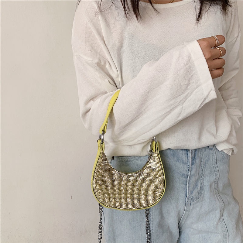 Túi Đeo Một Bên Vai Đính Đá Lấp Lánh Thời Trang Mùa Hè Mới 2021 Dễ Phối Đồ Cho Nữ