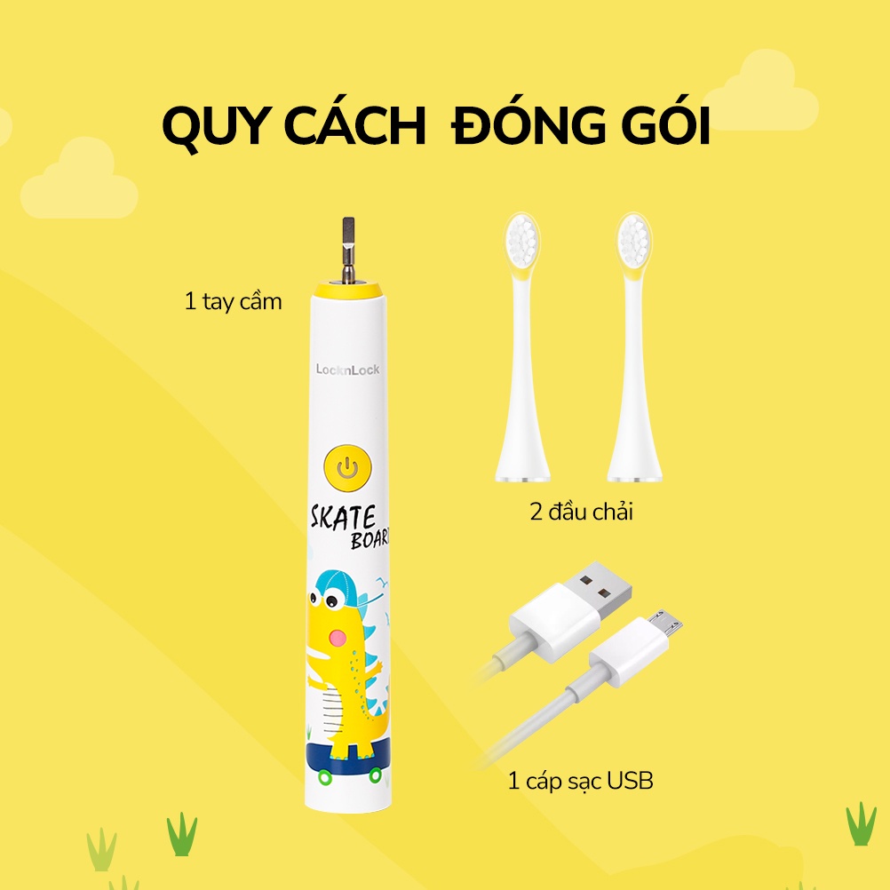 Bàn chải đánh răng điện cho bé LocknLock ENR226WHT 1.5W - Hàng chính hãng, khả năng chống nước và chống trượt - JoyMall