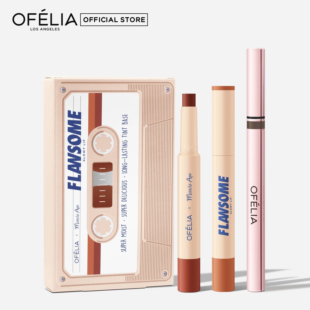 Combo Son và Kẻ Mắt OFÉLIA Flawsome Glowy Lip + Liquid Eyeliner