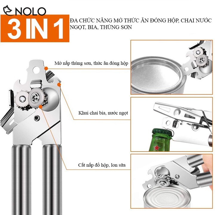 Dụng Cụ Khui Hộp Lon, Chai Nước Ngọt, Lọ Đa Năng RZ01 Chất Liệu Inox 304 SUS Chống Gỉ Sét