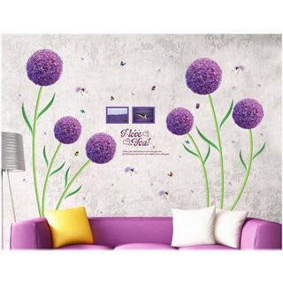 Decal dán tường hoa cẩm tú cầu tím