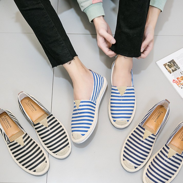 Slip on nam - Giày lười vải nam cao cấp - Vải thô sọc đen - Mã SP 2906 (có size 44) | BigBuy360 - bigbuy360.vn