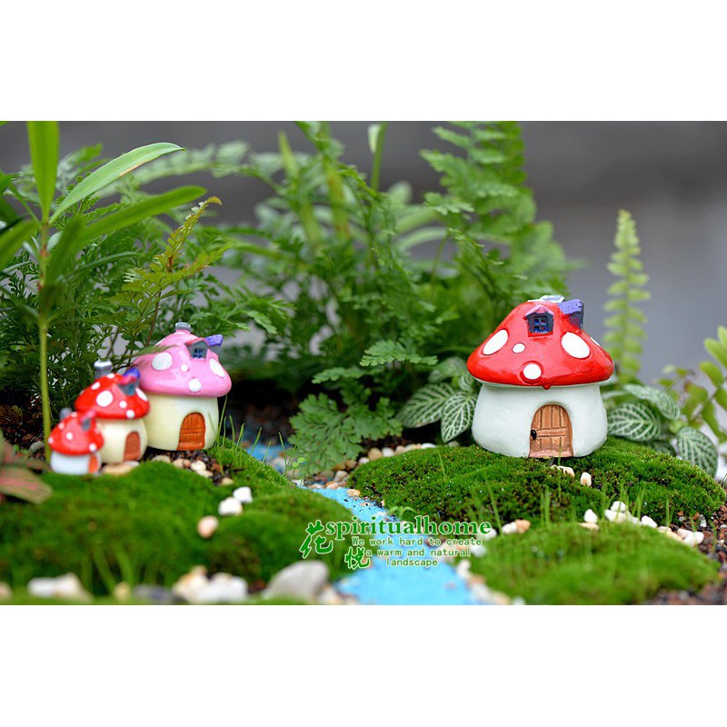 Terrarium Nhà nấm tiểu cảnh mini sân vườn trang trí bể cá