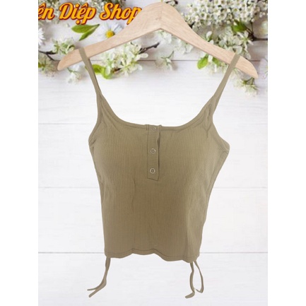 Áo 2 dây bún Croptop có mút ngực,có dây rút 2 bên sườn, chất liệu thun gân tăm thoáng mát, thích hợp tập gym, đi dạo